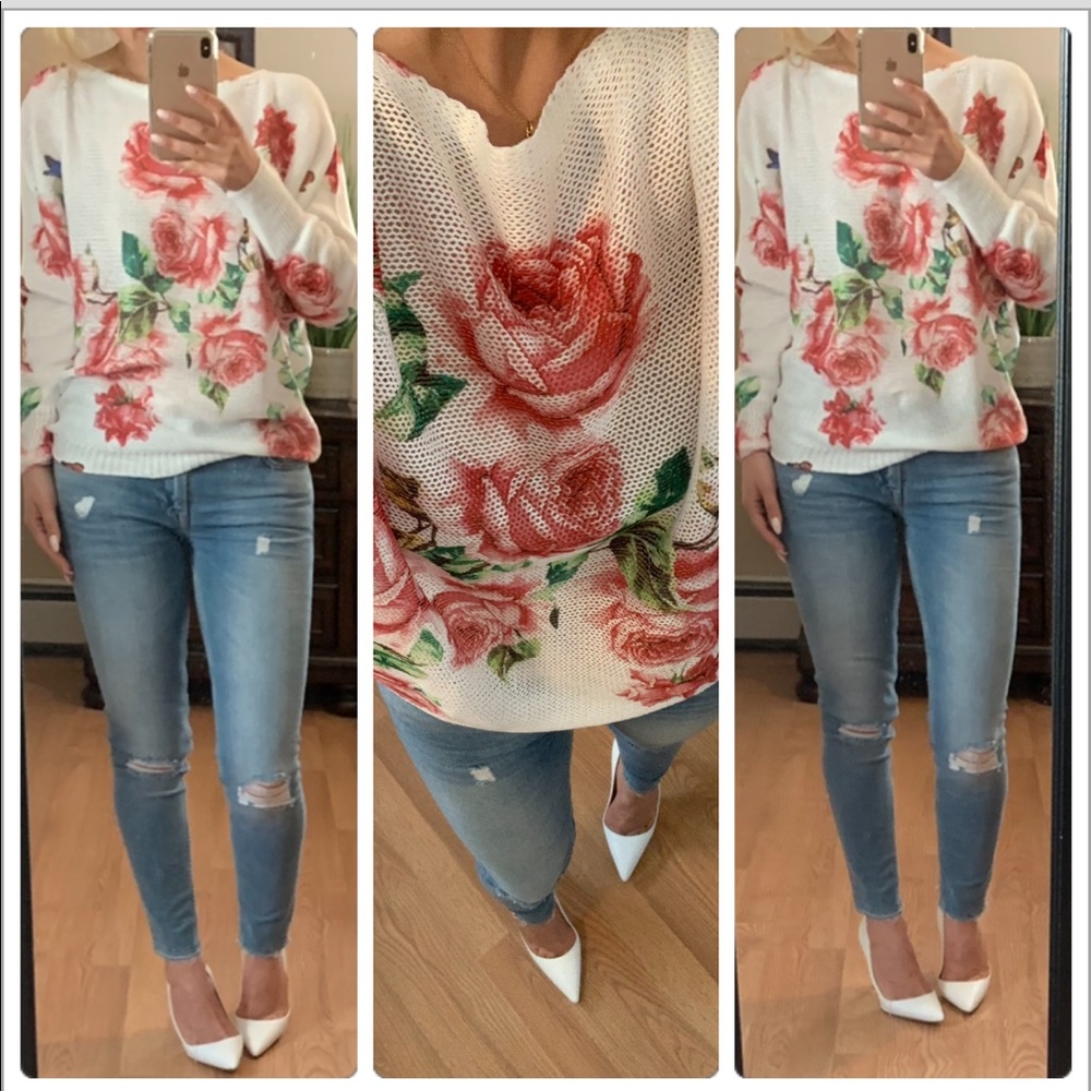 Last 2💗Ivory Rose spring top - Picture 1 of 8